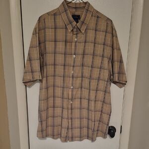 Dockers Men's Beige Plaid Button Down Shirt. Sz XL